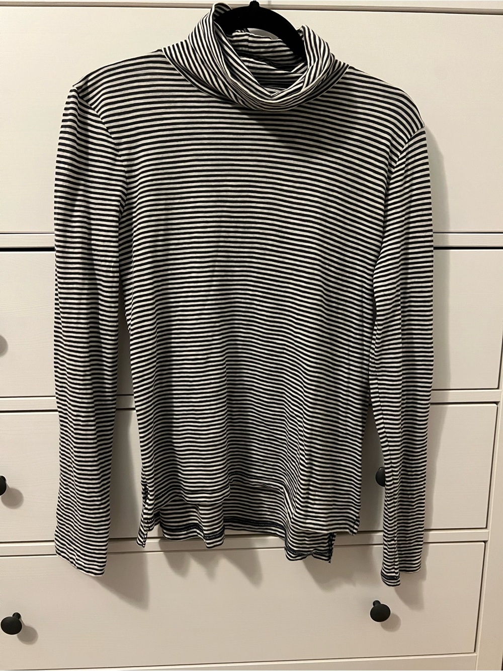 Madewell Black and White Striped Long Sleeve Turtleneck Tee